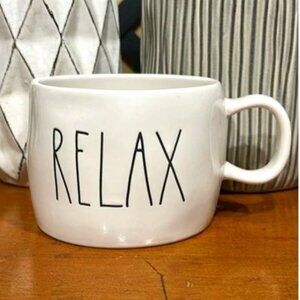Rae Dunn Relax Tea Mug White by Magenta EUC